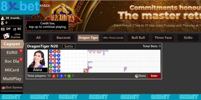 Rồng Hổ 8xbet luôn là tâm điểm trong sảnh casino tại nhà cái